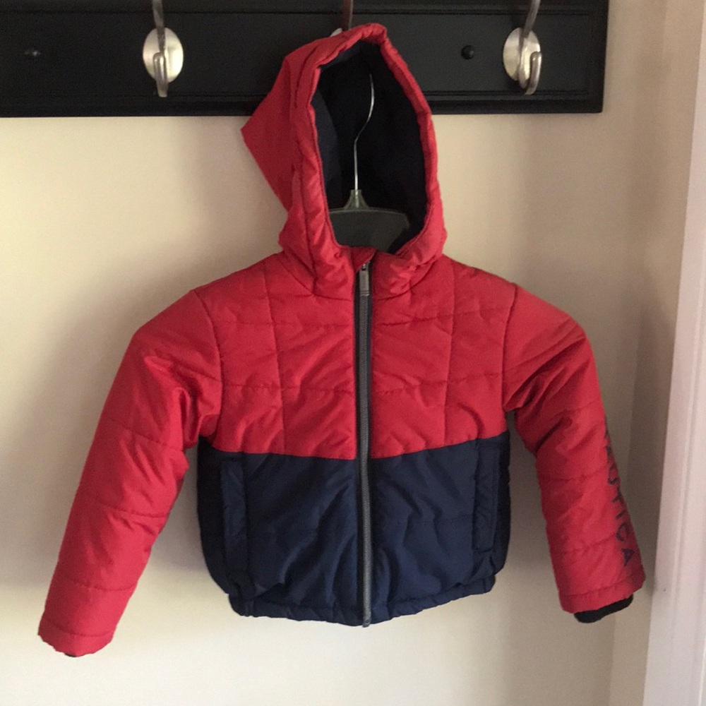 Nautica red and navy color block winter jacket - only worn 1 wk